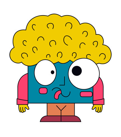 Retro funny personage with different sized eyesのイラスト素材