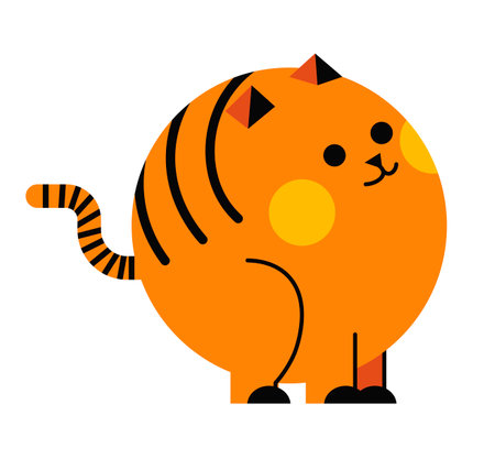 Kitty in shape of circle, rounded form characterのイラスト素材