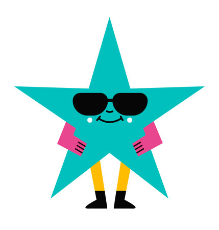 Star shaped character with sunglasses and smileのイラスト素材