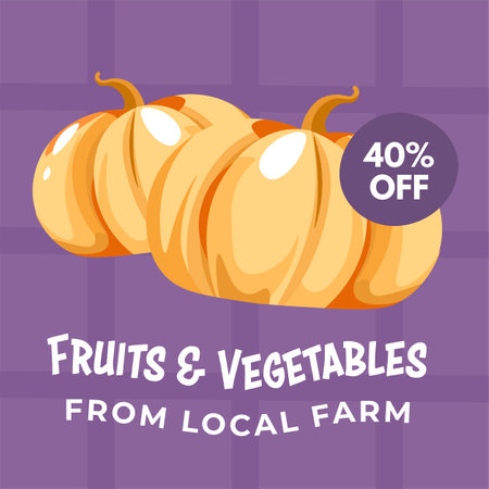 Fruits and vegetables from local farms on saleのイラスト素材