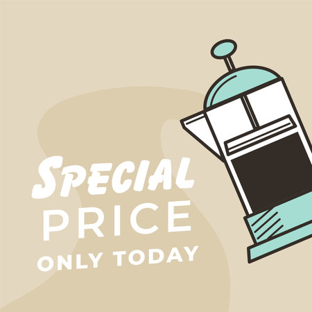 Special price only today for French press coffeeのイラスト素材