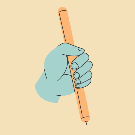Arm holding pencil with sharp end, painter toolのイラスト素材
