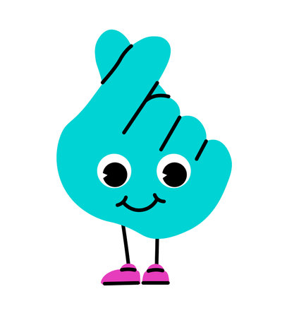 Cute hand cartoon character with facial expressionのイラスト素材