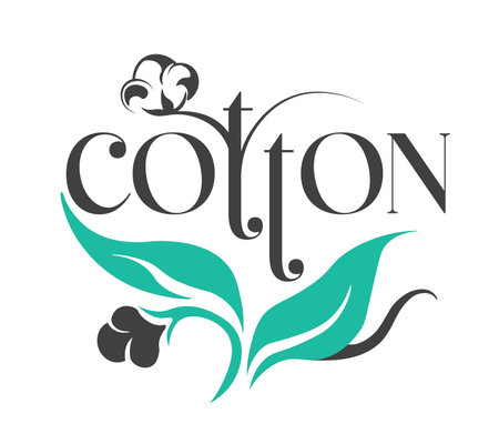 Cotton organic and natural textile fiber logoのイラスト素材