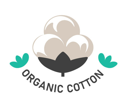 Natural and organic cotton, plant with blossomのイラスト素材