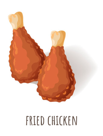 Fried chicken drumsticks, crispy appetizer mealのイラスト素材
