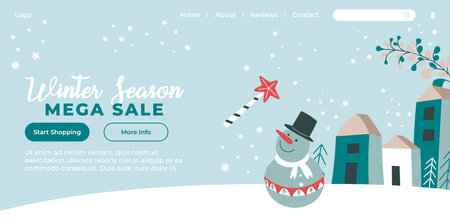 Winter season mega sale, discounts for holidaysのイラスト素材