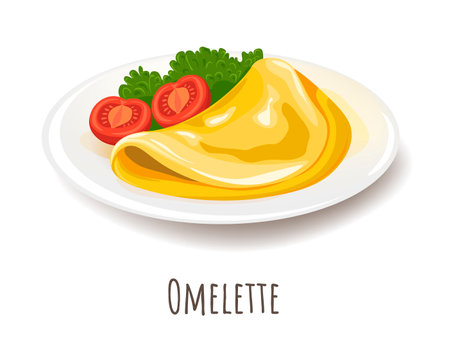 Omelette with vegetable, healthy meal for dietのイラスト素材