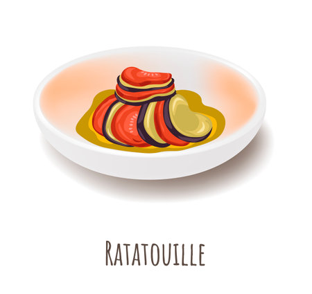 Ratatouille, vegetable thick stew with spicesのイラスト素材