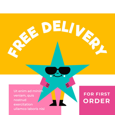 Free delivery for first order, promotional bannerのイラスト素材