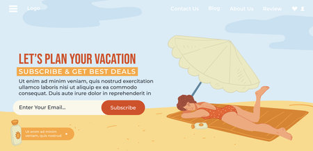 Vacation and trip planning, book tour to beachのイラスト素材