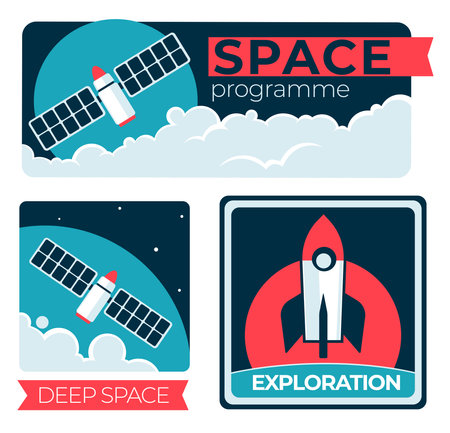 Space exploration and universe program bannersのイラスト素材