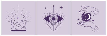 Spiritual concepts, mystic and occult symbolsのイラスト素材