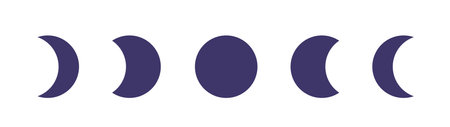 Moon phases, simple luminary silhouette vectorのイラスト素材