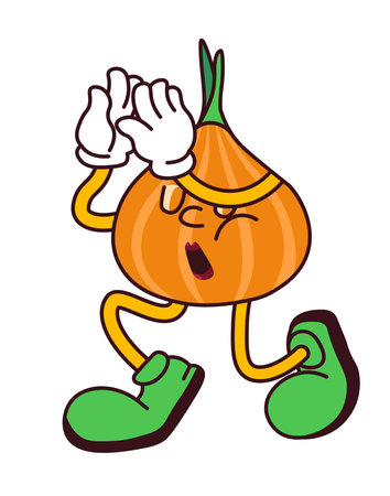 Cartoon character in form of onion, funny emoticonのイラスト素材