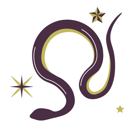 Mystic and esoteric symbolism, snake with starsのイラスト素材