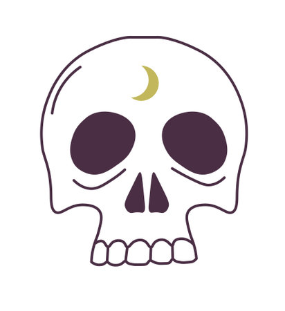 Magic and occultism, skull with moon on foreheadのイラスト素材