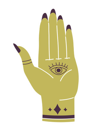 Mystic Hamsa hand for good fortune, magic symbolのイラスト素材