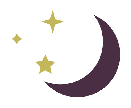 Mystic celestial bodies, crescent moon with starsのイラスト素材