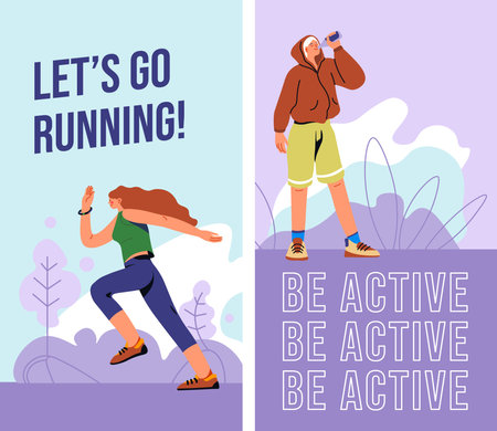Lets go running, live actively and healthy vectorのイラスト素材