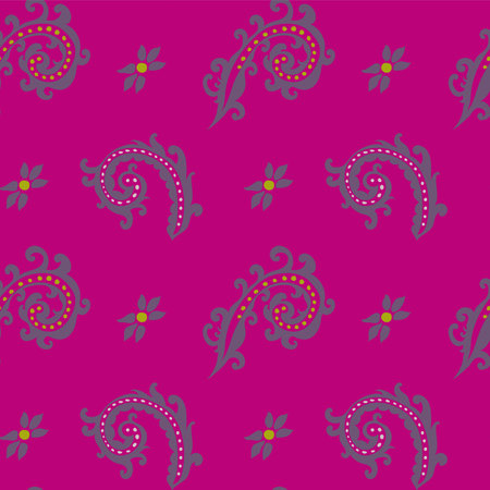 Flowers in blossom, leaves and floral paisleyのイラスト素材