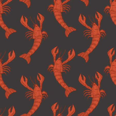 Black backdrop with red lobsterのイラスト素材