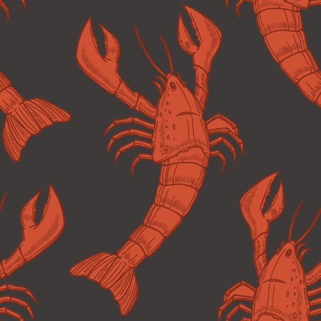 Black backdrop with red lobsterのイラスト素材