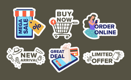 Label design set for online store discount promoのイラスト素材