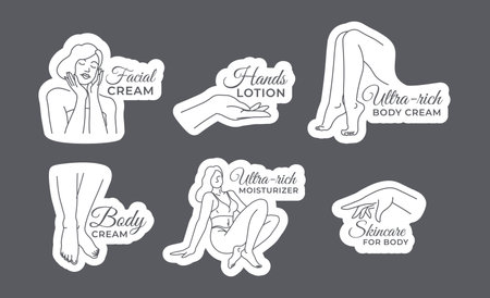 Sticker design set for skincare cream packageのイラスト素材