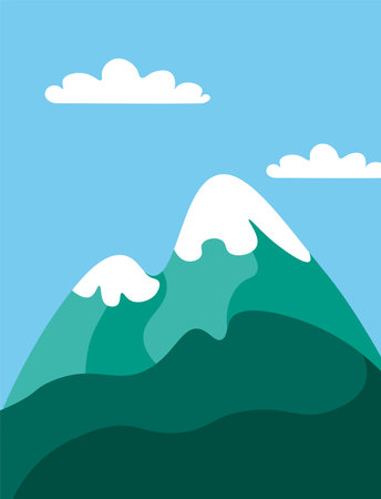 Snowy Mountain Peak Vector Designのイラスト素材