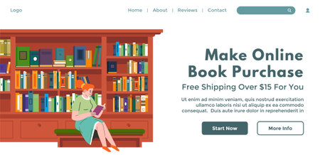 Online Bookstore Website Header vectorのイラスト素材