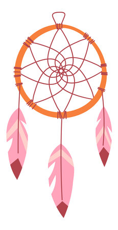 Dream catcher, talisman circles with feathersのイラスト素材