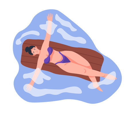 Vector Beach Scene with Multiple Activitiesのイラスト素材