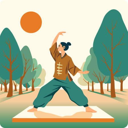 Tranquil Tai Chi Outdoor Practiceのイラスト素材