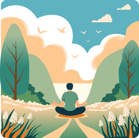Outdoor Meditation Peaceful Nature Sceneのイラスト素材