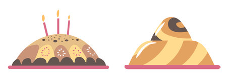 Festive Birthday Dessert Cakes Vector
