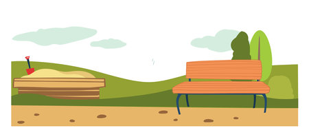 Quiet Public Park Bench Sceneのイラスト素材