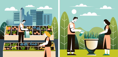 Sustainable Urban Food Market vectorのイラスト素材