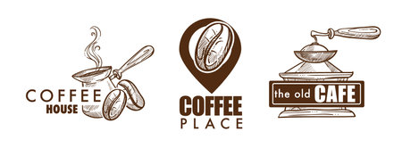 Elegant Coffee Logo Collection vectorのイラスト素材