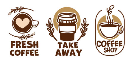 Contemporary Coffee Logo Set vectorのイラスト素材