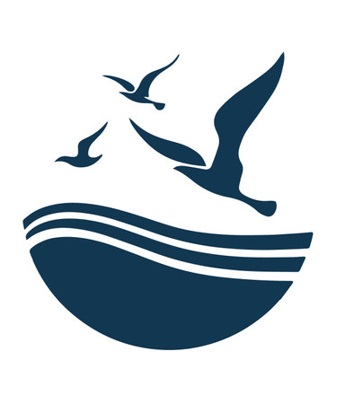 Seagulls Flying Over Ocean Wavesのイラスト素材