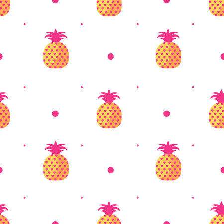 Pineapple Seamless Pattern White Backgroundのイラスト素材
