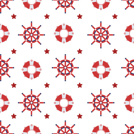 Nautical Steering Wheels And Lifebuoysのイラスト素材