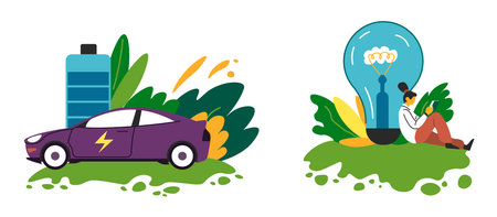 Eco Friendly Energy Sources Illustratedのイラスト素材