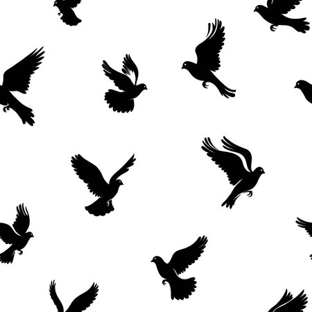 Flying Doves Seamless Pattern Vectorのイラスト素材