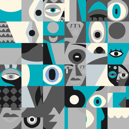 Abstract Faces Pattern vector illustrationのイラスト素材