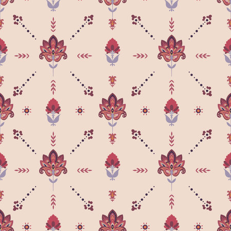 Beige Background Floral Motif vector