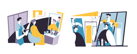 Hair Salon Services Illustration vectorのイラスト素材