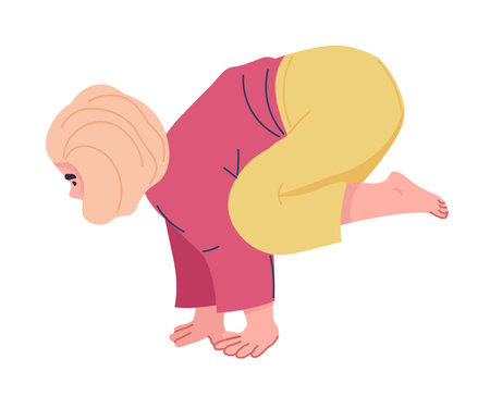 Girl Balancing in Crow Poseのイラスト素材