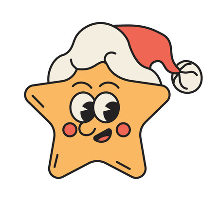 Star with Santa Hat Smilingのイラスト素材